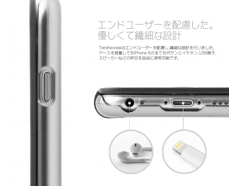 iPhone 6 [Trenther View Flip] PUレザーケース Pink