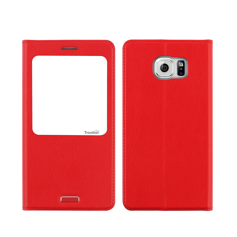 Galaxy S6 SC-05G [Trenther View Flip] PUレザーケース Red