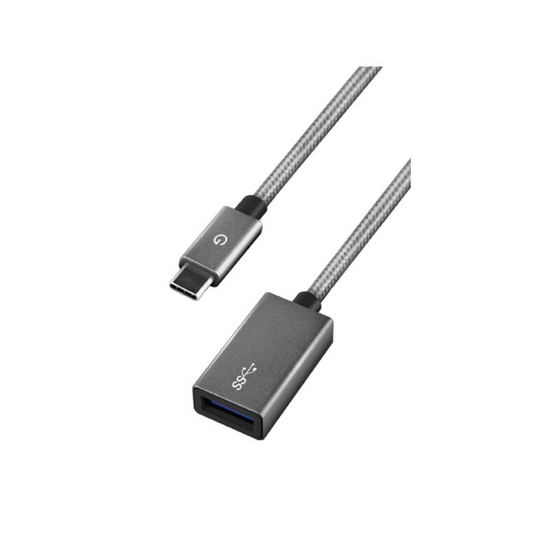 スマートフォン（汎用）/Type-Cアダプター/ALU MAX CABLE/3.0 USB-C to USB-A/14cm/Gunmetal（ガンメタル）