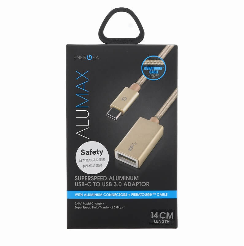 スマートフォン（汎用）/Type-Cアダプター/ALU MAX CABLE/3.0 USB-C to USB-A/14cm/Gold（ゴールド）