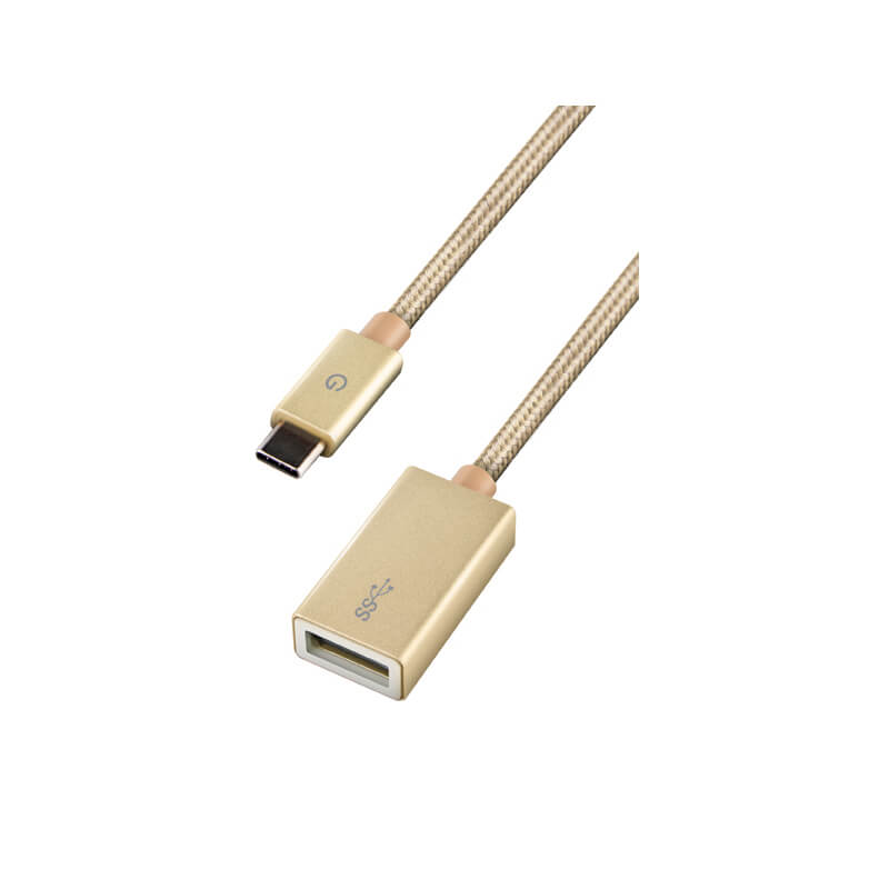 スマートフォン（汎用）/Type-Cアダプター/ALU MAX CABLE/3.0 USB-C to USB-A/14cm/Gold（ゴールド）