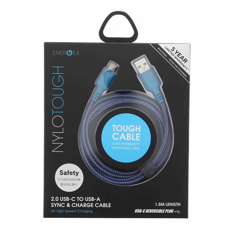 スマートフォン（汎用）/Type-C/NYLOTOUGH/2.0 USB-C to USB-A Charge Cable/1.5m/Blue（ブルー）