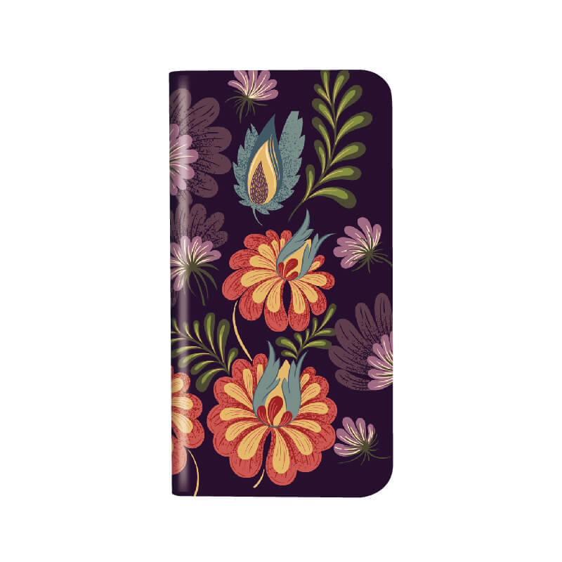 らくらくスマートフォン4 F-04J 薄型デザインPUレザーケース「Design+」 Flower アート