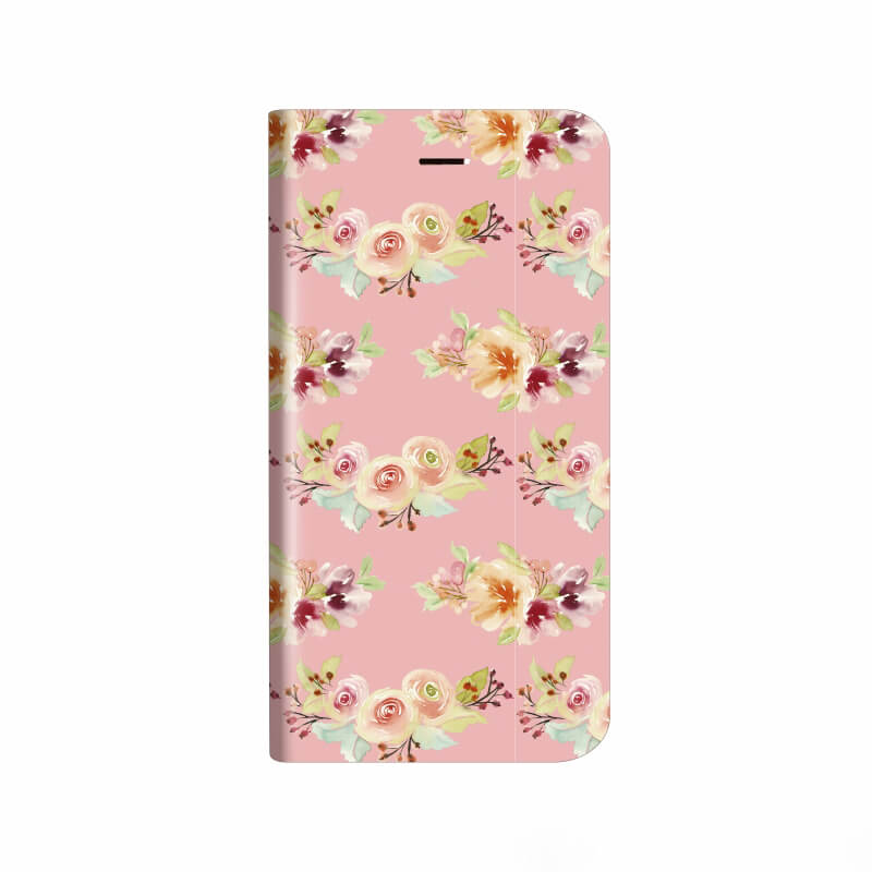 iPhone 8/7 薄型デザインPUレザーケース「Design+」 Flower ピンク