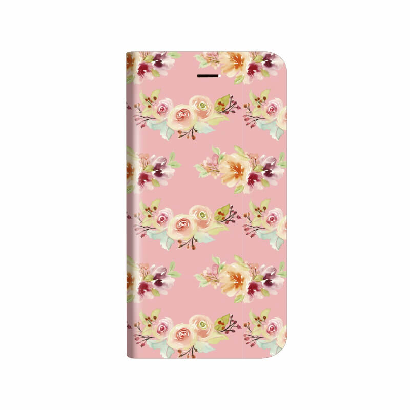 iPhone 8 Plus/7 Plus 薄型デザインPUレザーケース「Design+」 Flower ピンク