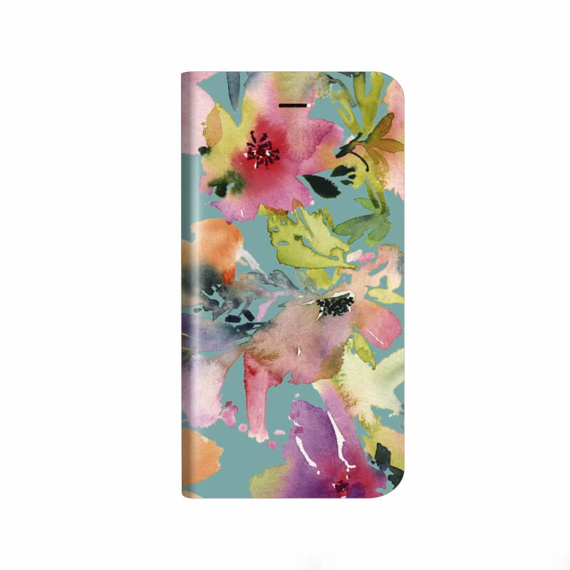 iPhone X 薄型デザインPUレザーケース「Design+」 Flower カラフル
