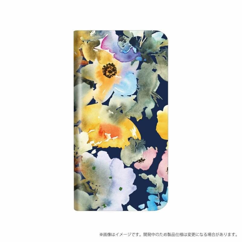 Galaxy Note8 SC-01K/SCV37 薄型デザインPUレザーケース「Design+」 Flower ネイビー