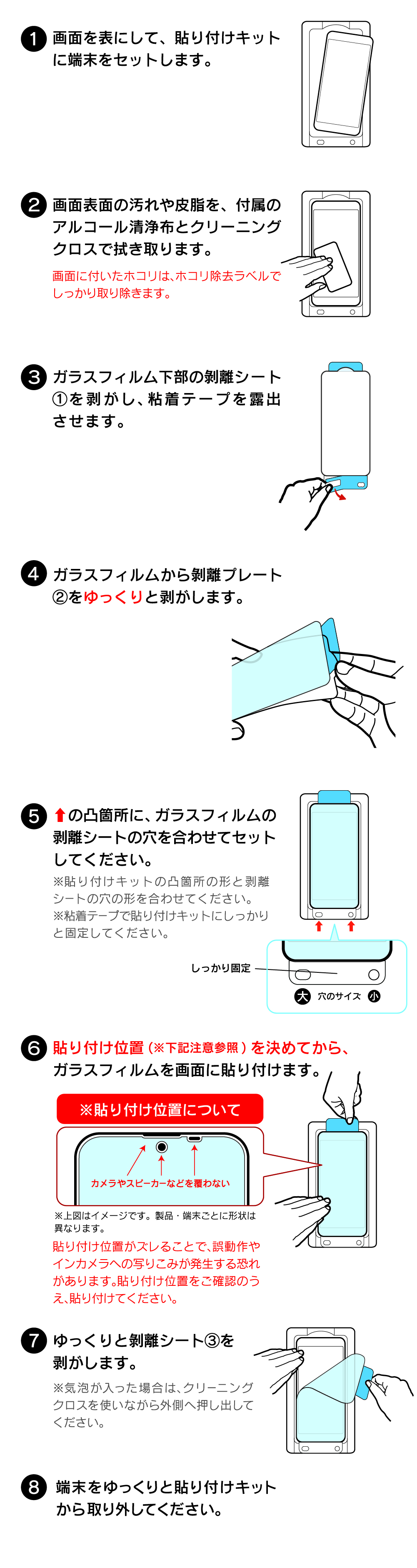 ケースに干渉しにくい/3Dタイプ 貼り付けキット使い方