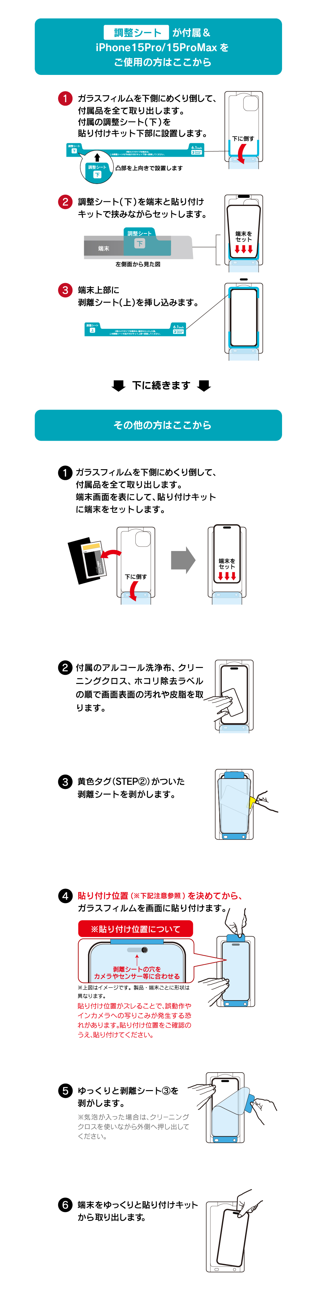 スタンダード/角割れしないタイプ 貼り付けキット使い方