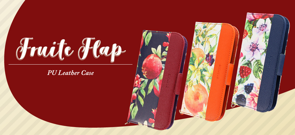 らくらくスマートフォン me F-01L フルーツ柄PUレザーフラップケース「FRUIT　FLAP」