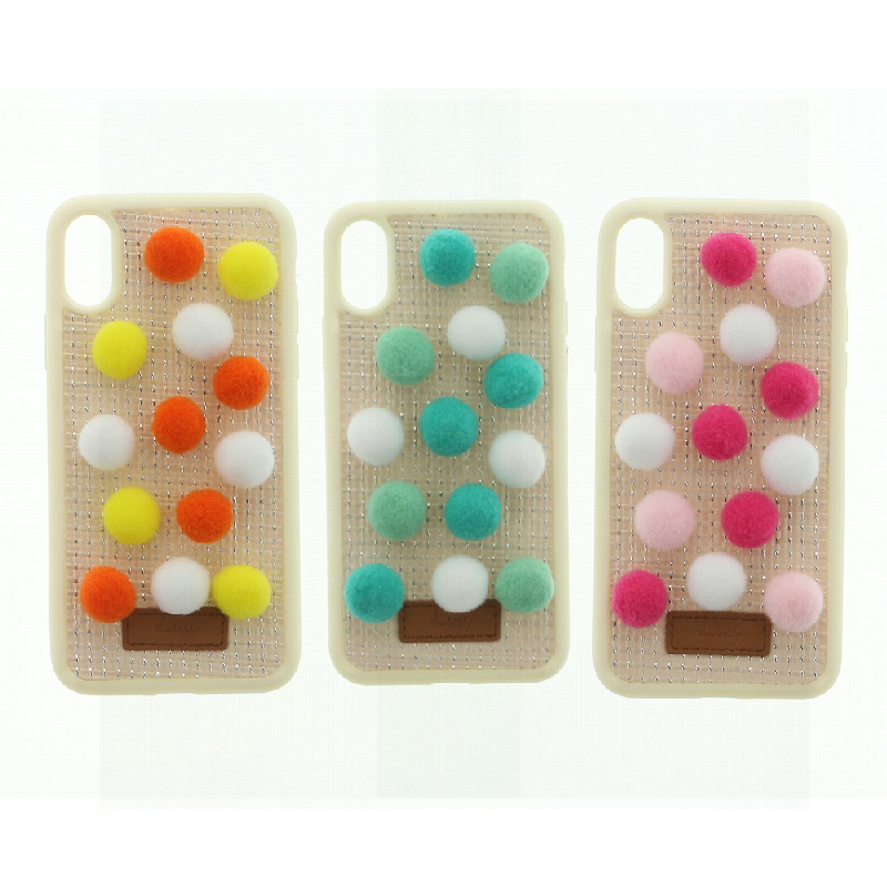 iPhone XS/iPhone X 【Lucy】ポンポンハイブリットケース