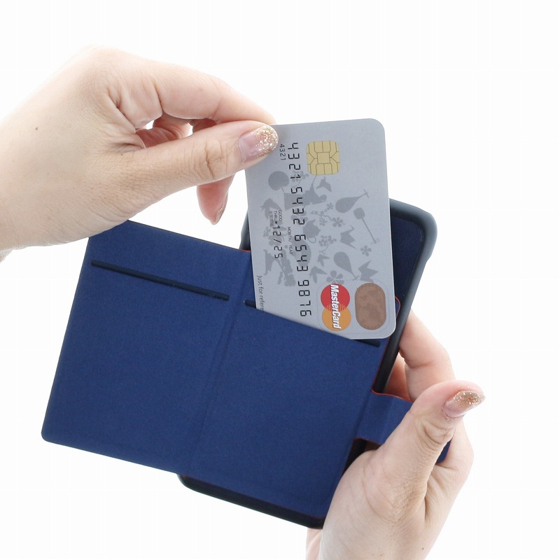 iPhone X【+U】Smith/カード収納ポケット付PUケース/レッド｜スマホ