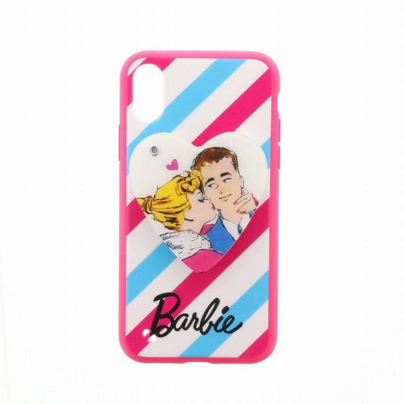 iPhone X/Barbie Design/スライド式ハートミラー付ハイブリットケース/カップル柄