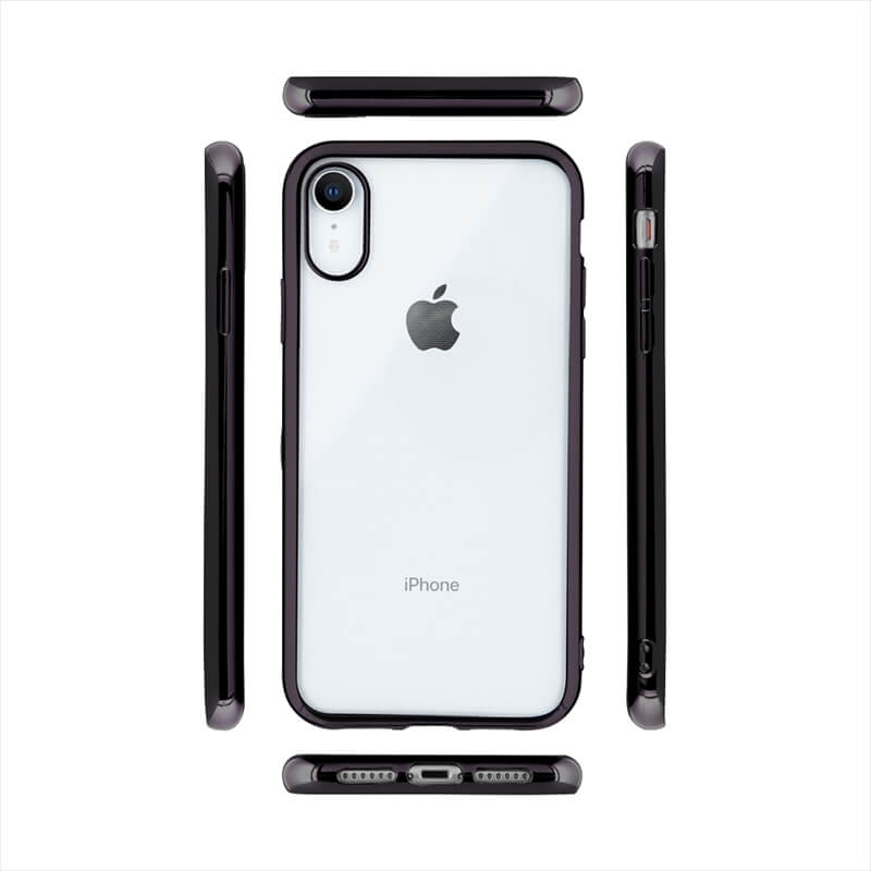 ◇iPhone XR 「剛柔」 メタル塗装ソフトケース「メタルクリア」 チタン