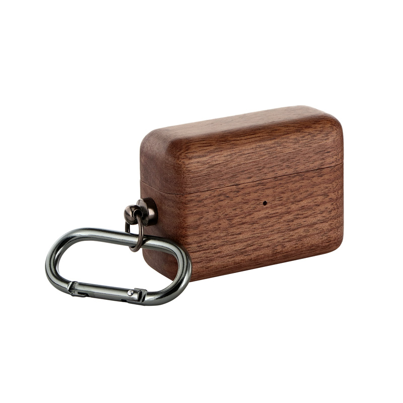 AirPods Pro 「ナチュラルウッドケース」 カラビナ付属 ウォールナットウッド