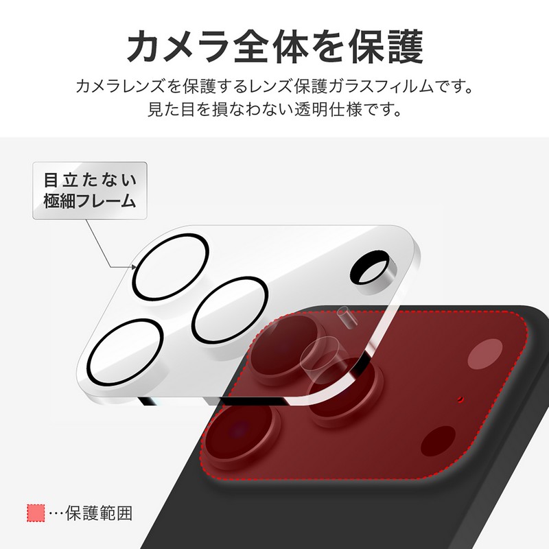 iPhone 17 Pro Max レンズ保護ガラスフィルム「GLASS PREMIUM FILM