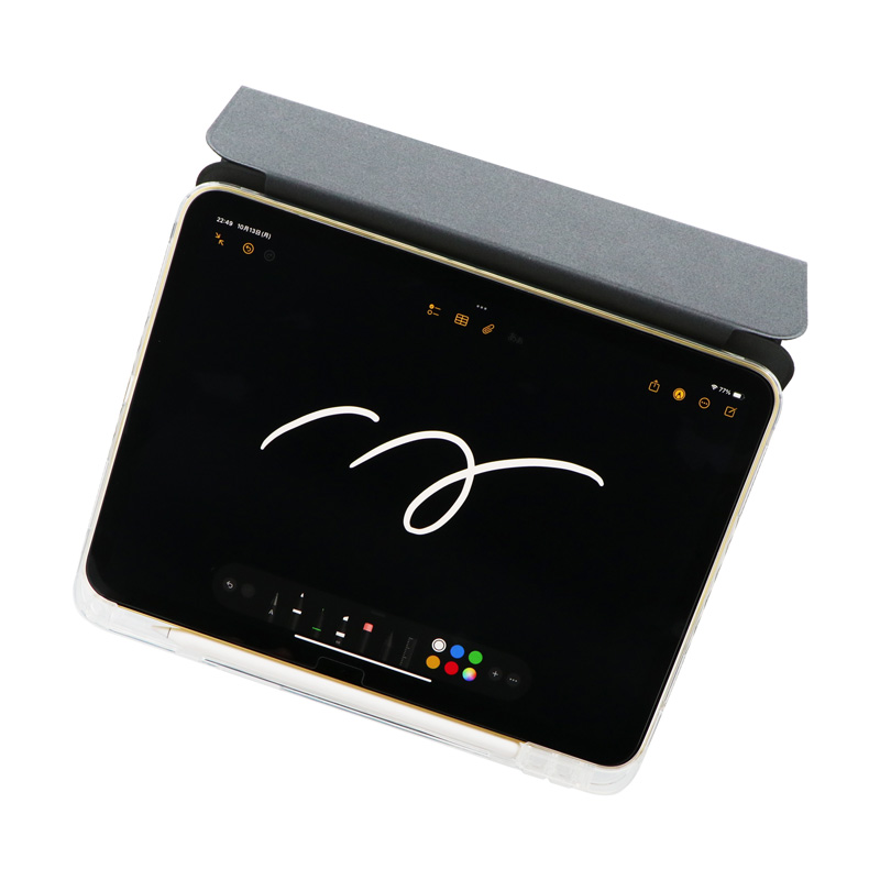 ゴールドiPad ブラックケース付き iPad(A16) フラップケース ソフトレザー Apple Pencil収納 スリープ