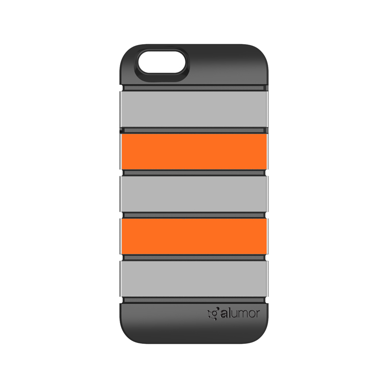 iPhone 6 [Alumor] ウレタン&アルミケース Silver / Orange｜スマホ